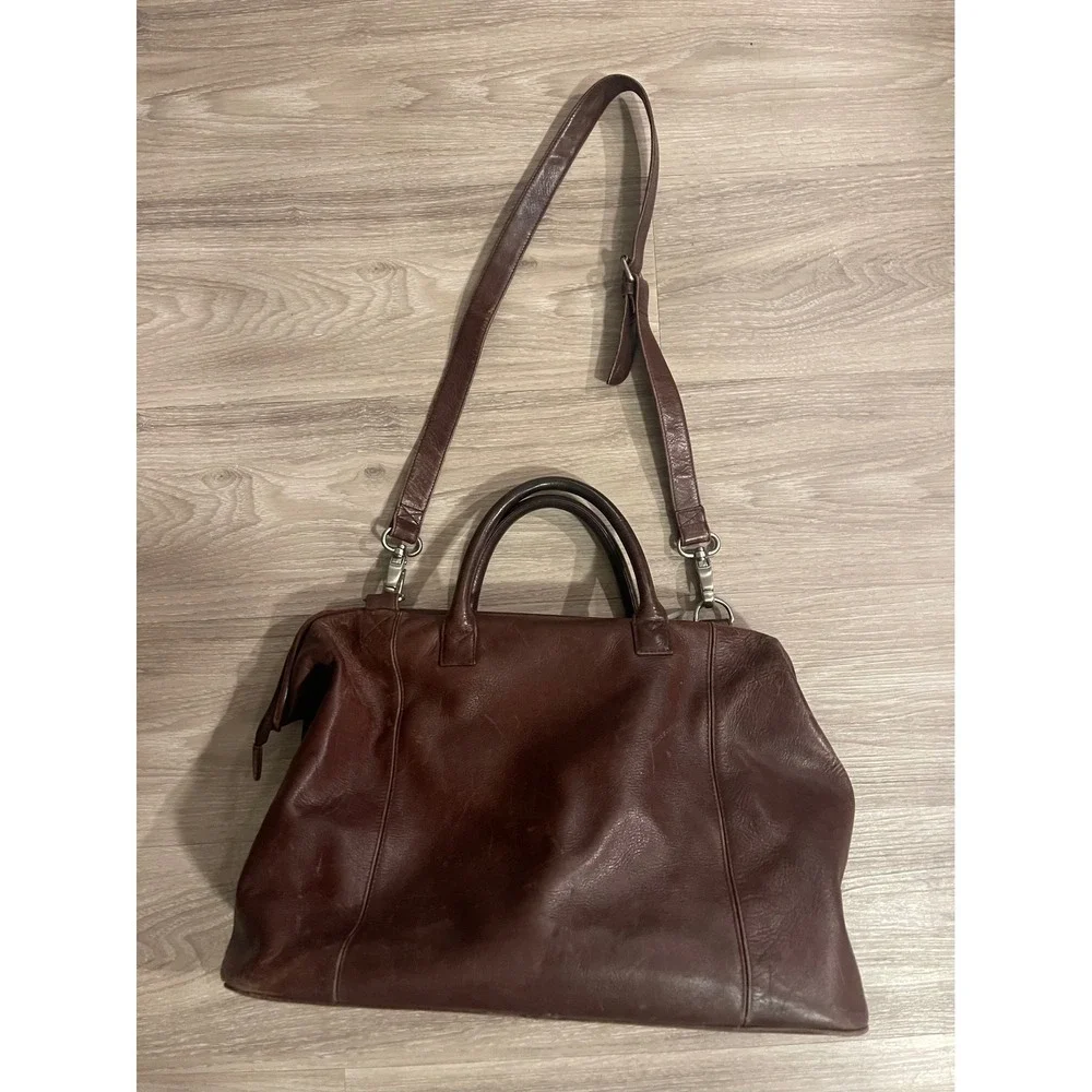 Vintage Leather J Jill Brown Satchel Large Tote Computer Bag Purse Teachercore